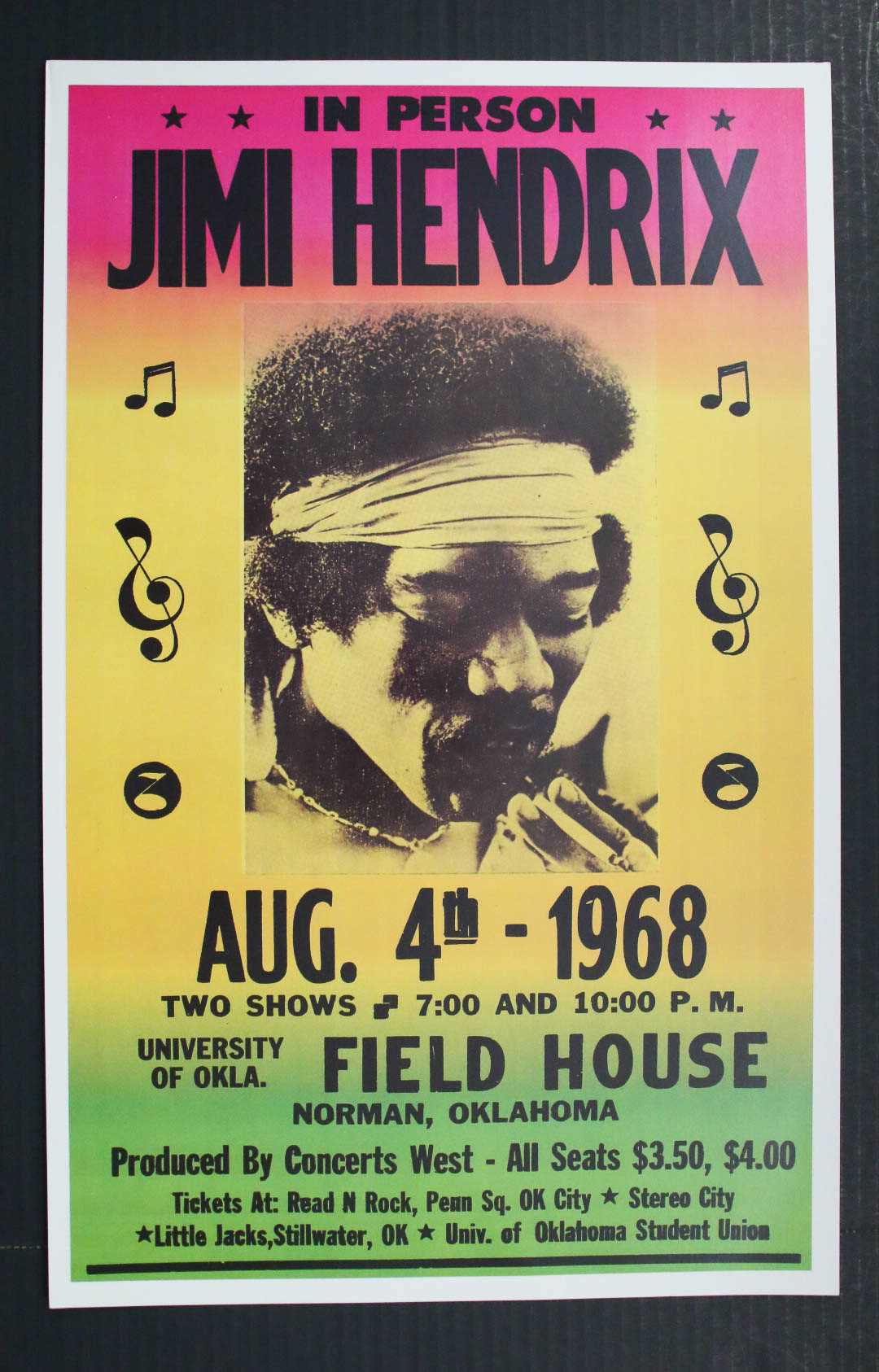 AACS Autographs: Jimi Hendrix 1968 Vintage 14x18 Concert Poster