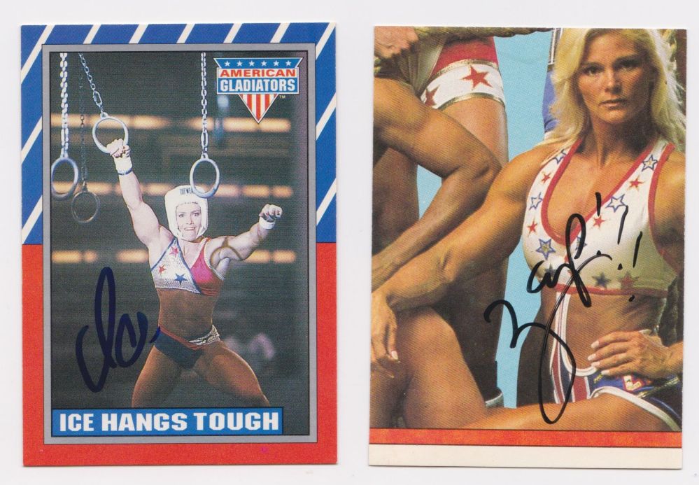 cs Autographs American Gladiators Autographed Lot Of 2 Trading Cards Zap Ice