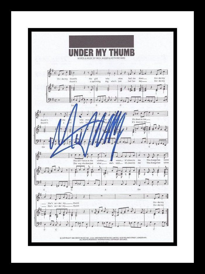 AACS Autographs Mick Jagger Autographed "Under My Thumb" Lyric Sheet