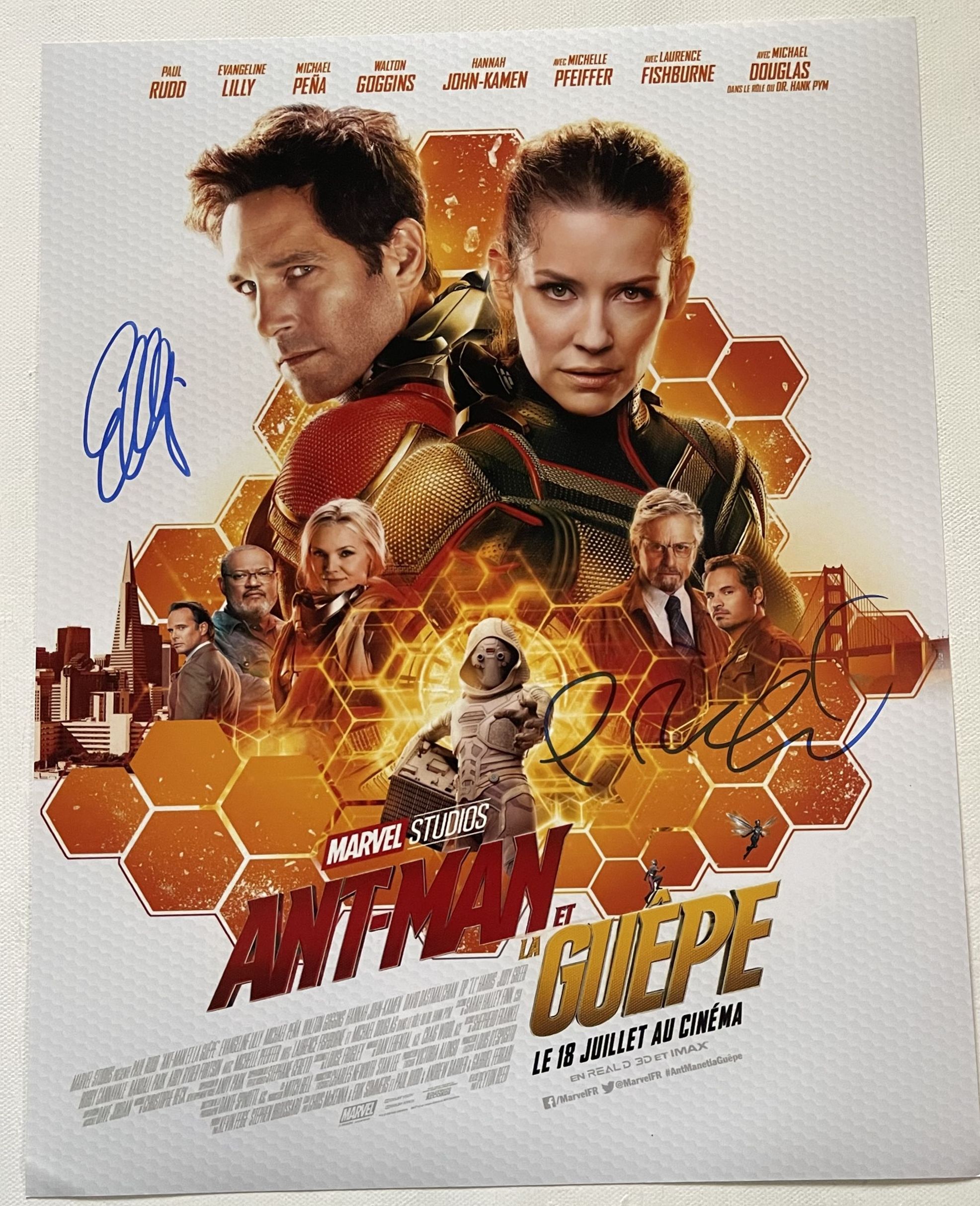 Aacs Autographs: Paul Rudd & Evangeline Lilly Autographed 