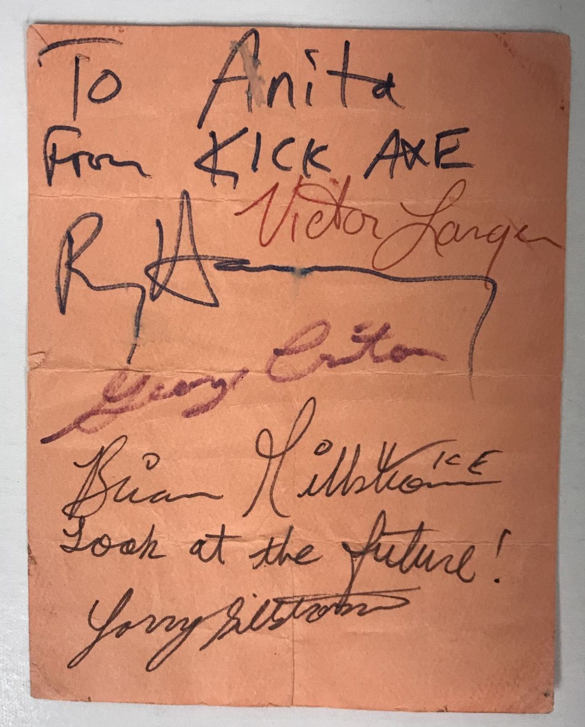 AACS Autographs Kick Axe Band Autographed Vintage 4x6 Signature Page