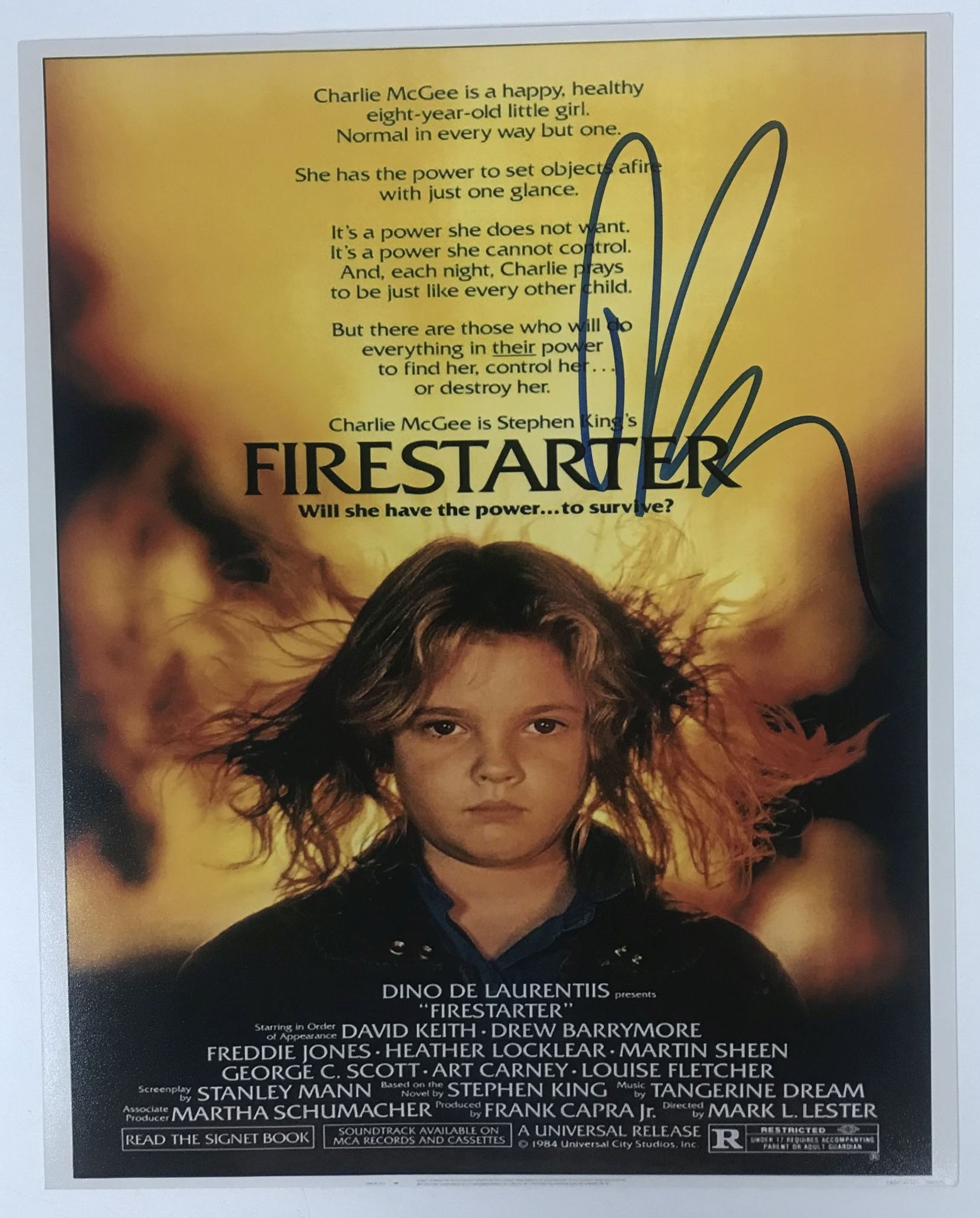 AACS Autographs Drew Barrymore Autographed "Firestarter" Glossy 8x10 Photo