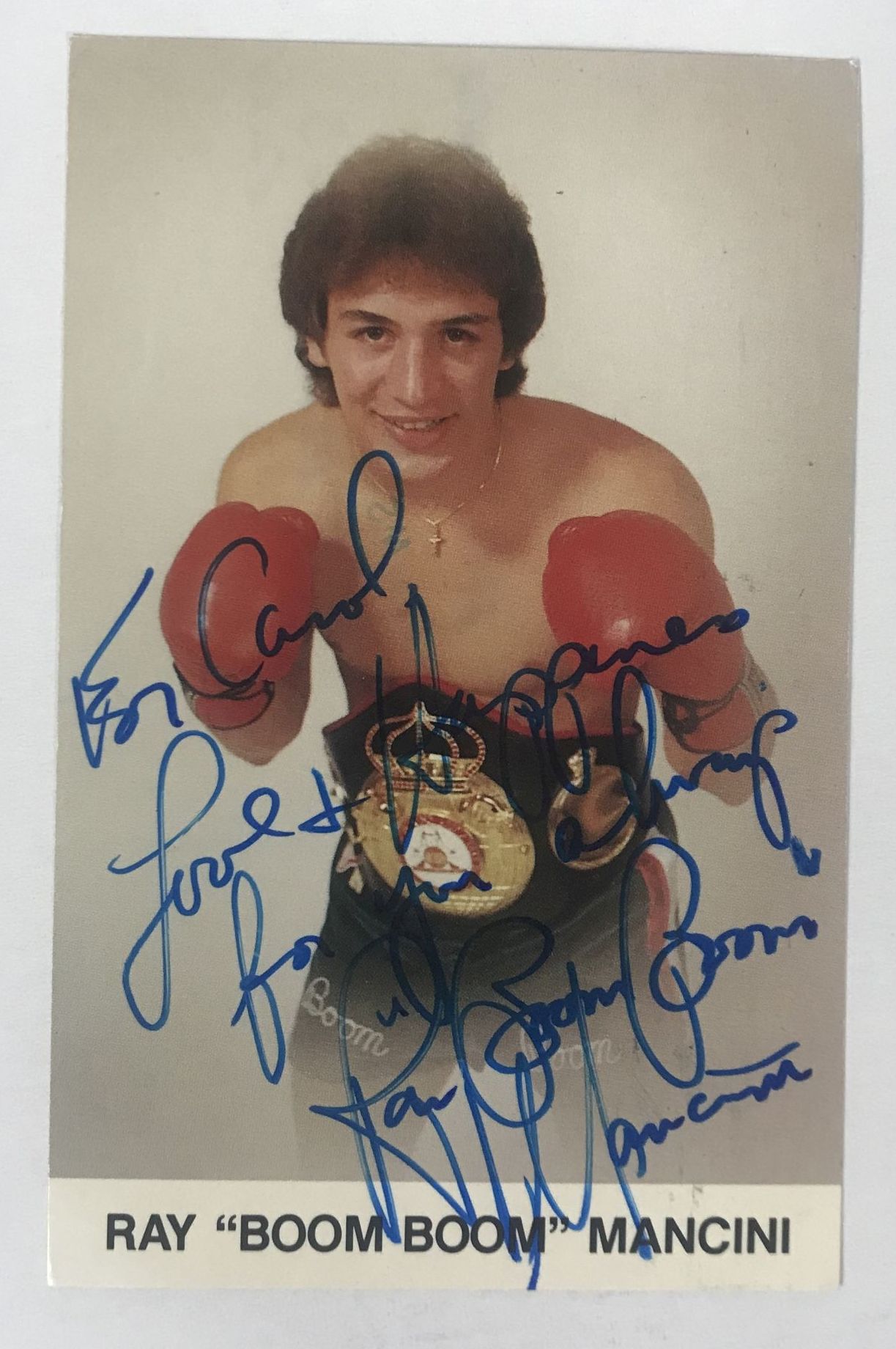 AACS Autographs: Ray "Boom Boom" Mancini Autographed Vintage Photo Postcard