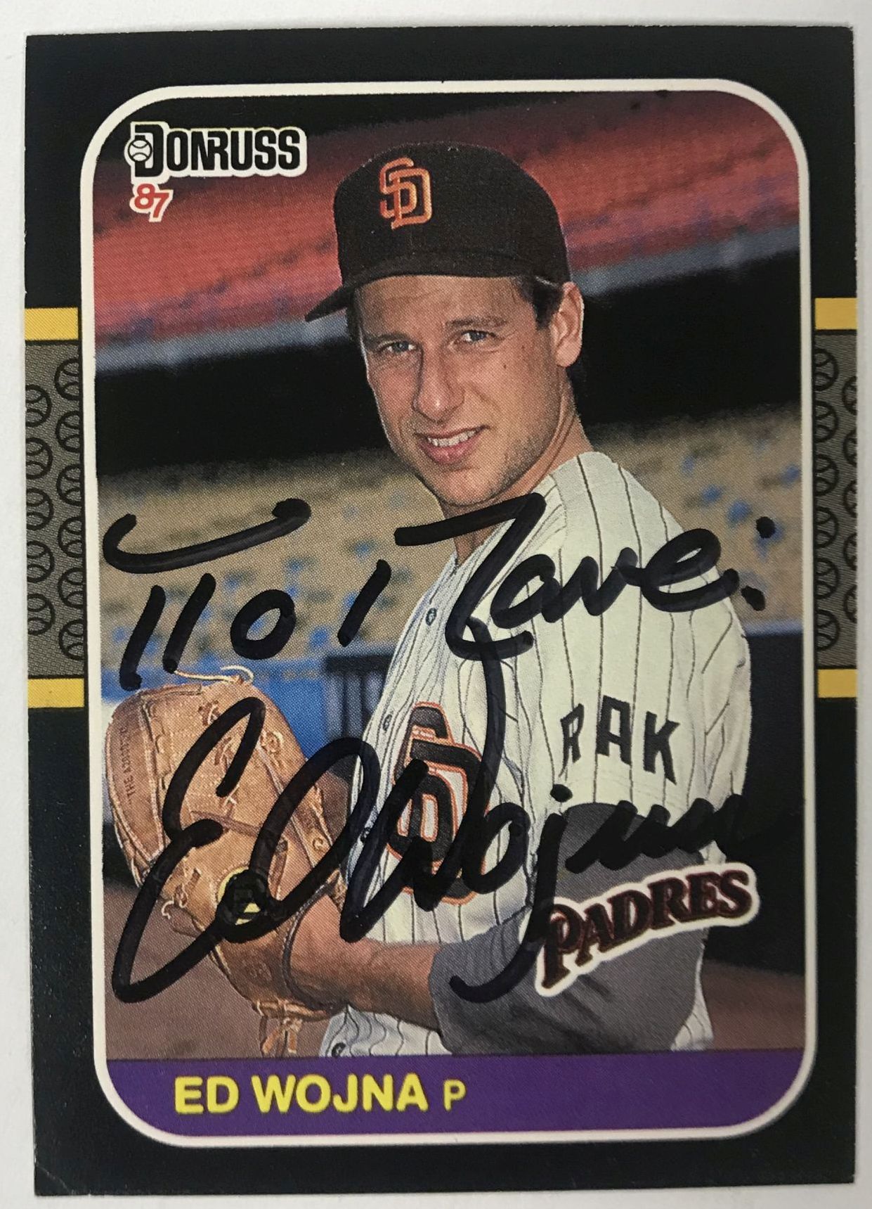 AACS Autographs Ed Wojna Autographed 1987 Donruss Baseball Card San