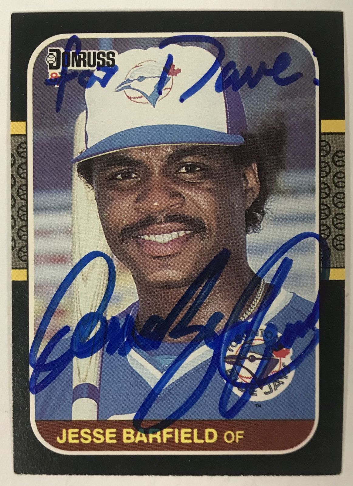 AACS Autographs Jesse Barfield Autographed 1987 Donruss Baseball Card