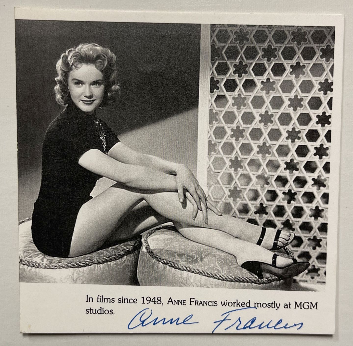 Anne Francis (d. 2011) Autographed Vintage 4x4 Photo | AACS Autographs